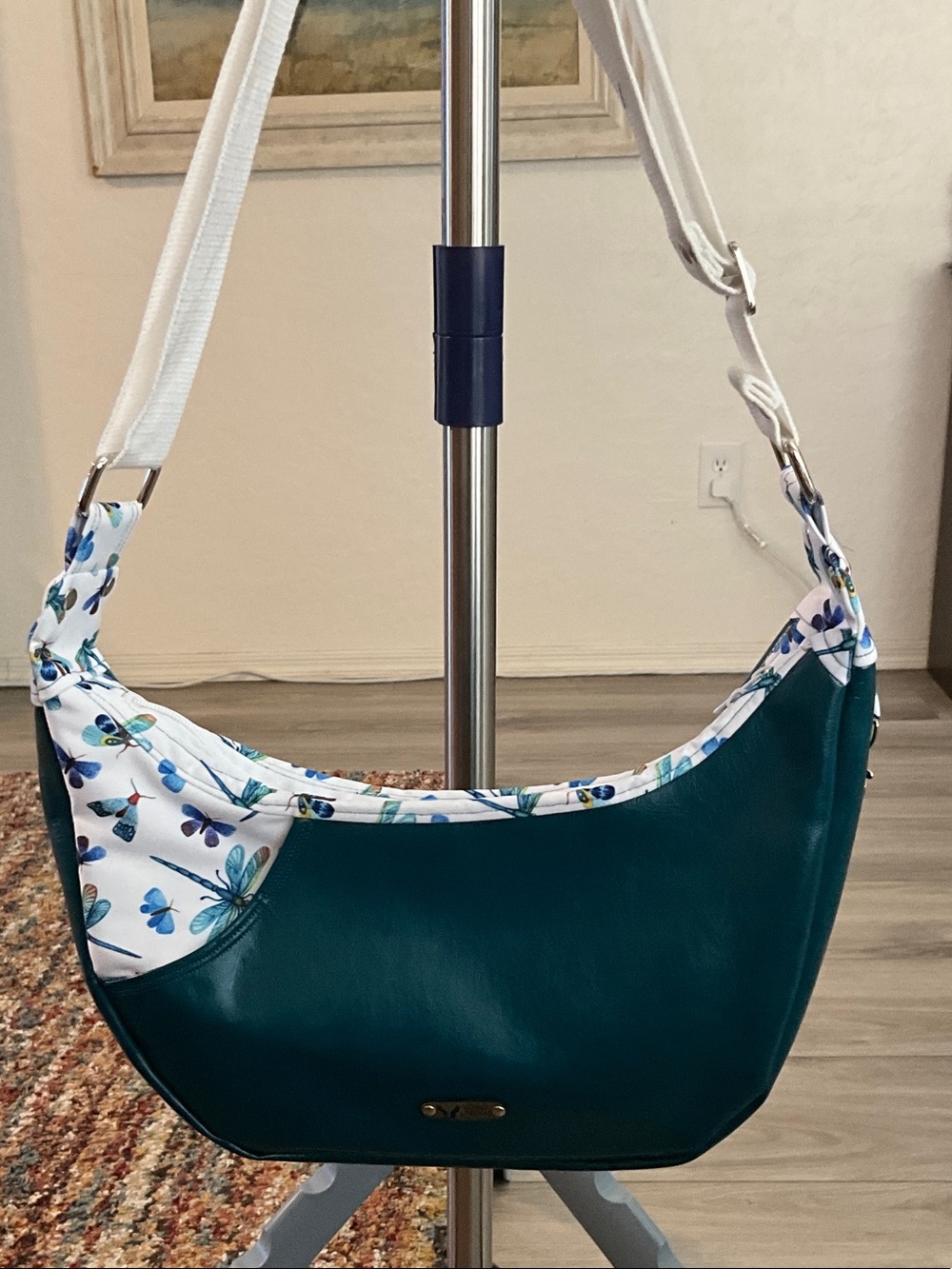 Teal Colorful -Trim Leather Shoulder Bag - Women's Crossbody